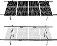 three solar panels are shown on top of each other, and one is attached to the ground