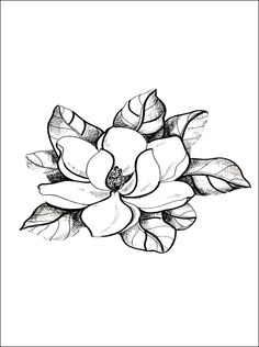 a black and white drawing of a flower