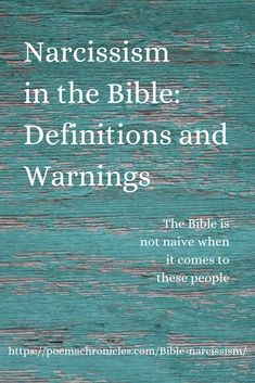 the cover of narcissm in the bible definition and warnings, which is not native when it comes to these people