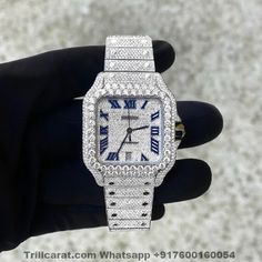 BRAND Cartier MODEL Santos REF WSSA0018 YEAR 2022 SCOPE OF DELIVERY Original box & original papers DIAMETER 40mm DIAMONDS VVS Iced Out Cartier, Cartier Diamond Watch, Hip Hop Watches, Hip Hop Rings, Triangle Diamond, Diamond Watches For Men, Casual Rings, Asscher Diamond, Vvs Diamond