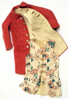 This red wool child’s coat is from 1760. Museum purchase 1958.0123.001 Process Book, Male Dress, Boys Waistcoat, Winterthur Museum, 18th Century Dress, Historic Fashion