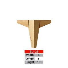 a wooden table with measurements for the top and bottom legs, including widths to each leg