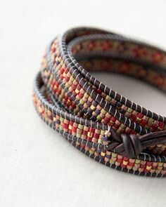 Chan Luu Bracelet, Beaded Leather Wraps, Leather Wrap Bracelets, Beaded Jewlery, Beaded Wrap Bracelets, Chan Luu, Wrap Bracelets, Bead Loom