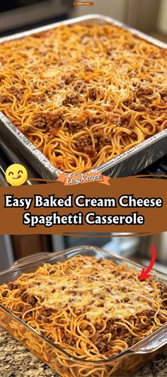 an easy baked cream cheese spaghetti casserole recipe