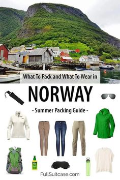 what to pack and what to wear in norway with text overlay that reads, what to pack and what to wear in norway summer packing guide