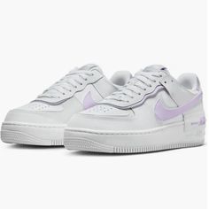 Nwt Smoke Free Fast Shipping Bundle To Save R 9/2/24 Purple Nike Shoes, Shoes Nike Air Force, Nike Air Force 1 Shadow, Air Force 1 Shadow, White Lilac, Purple Nikes, Shoes Nike Air, Nike Air Force 1, White Nikes