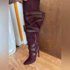 Burgundy High Heeled Knee High Boots Brand New Never Worn! Size 7.5 Justfab Heeled Knee High Boots, Just Fab Shoes, Justfab Shoes, Boot Brands, Shoes Heels Boots, Knee High Boots, High Boots, Shoes Women Heels, Knee High