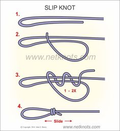 the instructions for how to tie a knot on a shoelaced string, with pictures below