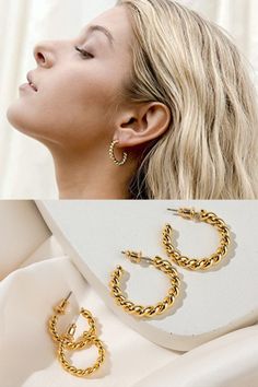 ✦ CLASSY TWISTED ROPE ROUND EARRINGS✦ These twisted rope design hoop earrings are a classic piece of jewelry for any woman! The 14K gold plated twisted hoops add a simple and easy accessory for everyday fashion. Measures approx. 1” drop and Available in Rose Gold, White Gold and Yellow Gold Plating high polish finish. ✦ PREMIUM QUALITY✦ 14K gold plated with long lasting finish that is nickel free, lead free, and hypoallergenic. As an Amazon Associate, I earn from qualifying purchases. Chunky Hoop Earrings, Rose Gold White, Rope Design, Round Earrings, Gold Hoop, Gold Hoop Earrings, Gold Plating, Everyday Fashion, Premium Quality