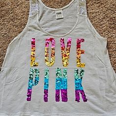 Never Worn, Vs Pink Sequins Tank Top! Top Shoulders Are Sequins Also As Shown! Runs Big , Could Fit A Small/ Medium! Very Rare Find! Sequin Tank, Sequin Tank Tops, Top Top, Pink Sequin, Vs Pink, Victoria's Secret Pink, Very Rare, Secret Pink, Victoria Secret Pink