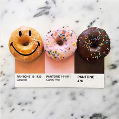 three different types of doughnuts with sprinkles on them