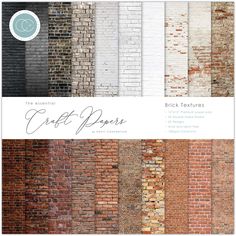 an assortment of brick textures for photoshopping and texturing, with the words craft papers written on them