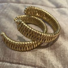 New! 2” Gold Braided Open Hoop Earrings Lightweight Never Worn Chic Metal Hoop Wrap Earrings, Adjustable Metal Hoop Wrap Earrings, Trendy Metal Hoop Wrap Earrings, Chic Metal Hoop Earrings, Modern Spring Hoop Jewelry, Nordstrom Jewelry, Open Hoop Earrings, Earrings Color, Braids