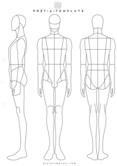 the front and back view of a male mannequin's body, with different angles