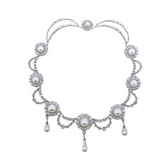 Vintage Inspired Queen  Margrethe II moissanite pearl necklace  for women Handmade Metal: Sterling Silver  Metal Purity:925 Metal weight: 75.99 gram Stone:  moissanite stone Ctw:25.90ctw Gemstone: Pearl Gemstone weight: 12.989 ct Item length:.17 inch > All products are made at our factory. So, you get the finest jewelry at factory prices without any extra cost of middlemen. > Pure 925 sterling silver jewelry. no alloy nothing. > All our products are made to order so you get a brand-new piece straight out of the factory. > All the craftsmen working at our factory are well experienced and strained to give you unmatched. > We do not use any type of chemical in our plating process to enhance the shine and luster of the metal which are harmful to your skin. we use AAA-quality stones which give Luxury Silver Pearl Embellished Necklace, Elegant Silver Pearl Bridal Necklace, Classic Silver Bridal Necklace With Pearl Chain, Exquisite Silver Necklace With Pearl Drop, Exquisite Silver Pearl Drop Necklace, Elegant Silver Bridal Necklace With Pearl Charm, Formal Silver Bridal Necklace With Pearls, Formal Silver Pearl Bridal Necklace, Luxury Silver Bridal Necklace With Pearl Pendant