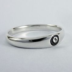 The 8 Ball stacker ring is handmade using the "lost wax method" in sterling silver with an oxidised, tumble and hand polished finish. Free express shipping and resizing on all rings within Australia. Silver 925 Rings, Hand Stamped Rings, Cool Men Rings, Funky Silver Rings, 8 Ball Ring, Cool Ring Designs, Silver Ring Handmade, 8ball Ring, Cool Silver Rings