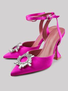 95mm Begum Crystal Pionted Toe Heels Satin Slingback Ankle Strap Sandals Wedding Pumps Pink Satin Heels With Pointed Toe, Pink Satin Pointed Toe Heels, Pink Satin Heels For Formal Occasions, Pink Satin Party Heels, Satin Sandals With Pointed Toe For Party, Satin Slingback Pumps With Pointed Toe For Party, Satin Party Sandals With Pointed Toe, Satin Pointed Toe Slingback Pumps For Party, Satin Sandals For Evening With Pointed Toe