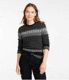 #LLBean: Women's Signature Camp Merino Wool Sweater, Pullover Novelty Casual Sweater With Fair Isle Pattern For Layering, Casual Fair Isle Sweater For Layering, Nordic Crew Neck Sweater For Fall, Knit Crew Neck Top With Fair Isle Pattern, Fair Isle Knit Sweater For Layering, Fair Isle Pattern Crew Neck Top For Fall, Knit Sweater With Fair Isle Pattern For Layering, Fall Nordic Style Top With Fair Isle Pattern, Fall Nordic Top With Fair Isle Pattern