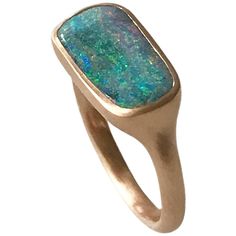 Dalben design 18k rose gold satin finishing ring with a 2,97 carat bezel-set rectangular green- pink Australian Boulder Opal . The opal changes colors from pink and green with different light and angulations . Ring size 6 3/4 - EU 54 re-sizable to most finger sizes. Bezel setting dimension: width 16,3 mm, height 8,1 mm. The ring has been designed and handcrafted in our atelier in Italy Como with a rigorous quality workmanship . Opal Rose Gold Ring, Jewelry Display Booth, Rose Gold Satin, 22k Gold Ring, Rose Gold Opal Ring, Boulder Opal Ring, Australian Black Opal, Lightning Ridge Opal, Opal Ring Gold