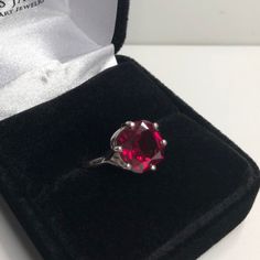 Beautiful Cushion Cut Ruby Ring * 5ct Cushion Cut Ruby * Solid Sterling Silver * Sized to Order - Select your Size Gift Services are Free! Just message me at checkout! Matching Pendant & Earrings Available! Also available in 10k or 14k White, Yellow or Rose Gold here https://www.etsy.com/listing/682767578/beautiful-5ct-cushion-cut-ruby-10k-14k This 5ct Ruby is Laboratory Grown. It is identical to natural in every way, including Chemistry, Composition & Hardness with flawless clarity &amp Classic Proposal Jewelry Ring, Ruby Rings With Diamond Cut As A Gift, Solitaire Round Jewelry For Proposal, Ruby Rings With Diamond Cut In Round Shape, Round Solitaire Jewelry For Proposal, Red Ruby Ring With Vs Clarity, Classic Ruby Solitaire Jewelry, Classic Ruby Crystal Ring As Gift, Silver Ruby Ring With Prong Setting