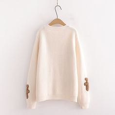 Bring your teddy with you all day long with this kawaii teddy bear embroidered knit sweater. Available in beige or purple, these one-sized cable neck pullovers are as soft as they are cute! Which color will we find in your wardrobe? Get your kawaii teddy bear embroidered knit sweater here today! Cute Beige Soft Knit Sweater, Cute Cream Crew Neck Sweater, Cute Cotton Cable Knit Sweater, Cute Long Sleeve Cable Knit Sweater, Teddy Bear Overalls, Bear Overalls, Kawaii Teddy Bear, Christmas Elf Outfit, Christmas Tree Dress