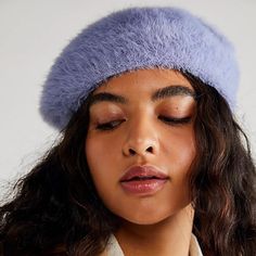 Free People Camille Fuzzy Blue Beret New With Tags Casual Blue Beret For Fall, Free People Hat, Blue Beret, Adventure Hat, Red Beret, Free People Accessories, Winter Hats Beanie, Western Hats, Wool Hat