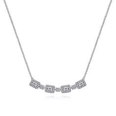 White Diamond Necklace With Baguette Cut Accents, Diamond White Baguette Cut Fine Jewelry Necklace, Dazzling White Gold Baguette Cut Necklace, White Baguette Cut Necklace With Diamond Accents, White Gold Baguette-cut Diamond Necklace, Diamond Choker Necklace, Diamond Choker, White Gold Chains, Station Necklace