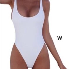 White One Piece Swimsuit, Adjustable Straps. The Bathing Suit Has Padding Trendy White Bodysuit For Beach Season, White Casual Bodysuit For Pool, Casual White Bodysuit For Pool, White One Piece Swimsuit, Mha Dr, White One Piece, Bathing Suit, Womens Swim, One Piece Swimsuit