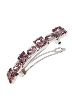 L. Erickson Large Sienna Crystal Barrette is a stunning accent piece. A beautiful blend of fine German craftsmanship and glittering crystals, the metal barrette is perfect for special occasions. With its versatile size and eye-catching design, this luxurious barrette is an elegant addition to your ensemble. Created with high quality crystals.Product Features:- Made in Germany- Great for most hair types- Sturdy French barrette clasp- Created with crystals- Dimensions: 3/4" wide, 3 3/4" long Iridescent Green, French Barrette, Sparkling Crystal, Accent Pieces, Green And Gold, Diamond Bracelet, Cuff Bracelets, Silver Jewelry, Sparkle