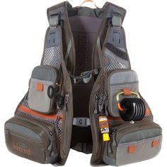 an image of a back pack with tools in it's pockets and attached to the back