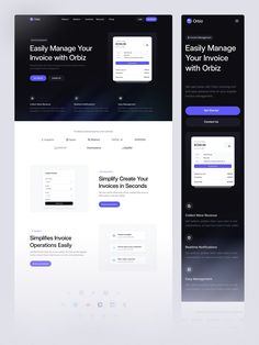 the landing page for an app that is designed to look like it has two different screens