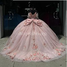 Angelsbride Luxury Mexican Pink Princess Ball Gown 15 Year Old Quinceanera Dresses With Bow Brithday Fairytale Quince, Quinceanera Venue, Thea Stilton, Quince Stuff, Dresses With Bow, Xv Dresses, Quinceanera Pink, Quinceanera Themes Dresses, Pink Quince