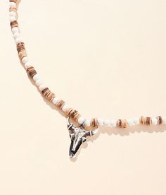 "Boutique By BKE Western Steer Necklace - Silver/Brown 14-19, Women's Antiquesilverbrown Beaded necklace Length measures 19". Apparel & Accessories" Silver Western Jewelry, The Boutique, Western Jewelry, Dog Memorial, Necklace Length, Necklace Silver, Necklace For Women, Women's Jewelry, Silver Necklaces