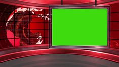 a green screen on a news set with the world map in the background stock illustration