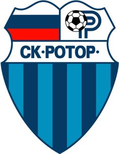 the kc - potop logo is shown in blue and red with a soccer ball on it