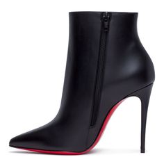 Black leather ankle booties from Christian Louboutin. The So Kate has a 100mm slim stiletto heel, a pointed toe and signature red leather sole.True to sizeRed leather soleMade in Italy Designer Colour: Black Black Knee Boots, Pink Nike Shoes, Christian Louboutin So Kate, Red Louboutin, So Kate, Black Leather Ankle Boots, Pretty Shoes, Black Booties, Leather Booties