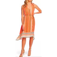 New Nwt Vince Camuto Asymmetric Hem Dress Orange Blossom Stripe Size Small $155 Retail Laying Flat Measures: Bust 19" Length 37" At Shortest Part Style Tags: Spring, Summer, Midi, Casual, Vacay, Vacation, Beach, Colorful Chic Asymmetrical Dress For Spring Vacation, Elegant Multicolor Asymmetrical Dress, Elegant Asymmetrical Multicolor Dress, Spring Vacation Midi Dress With Asymmetrical Hem, Asymmetrical Hem Midi Dress For Spring Vacation, Spring Asymmetrical Dress For Beach, Asymmetrical Hem Midi Dress For Vacation, Asymmetrical Spring Dresses For Brunch, Asymmetrical Spring Dress For Day Out