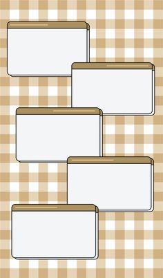 three blank frames on a checkered tablecloth background with place for text or images