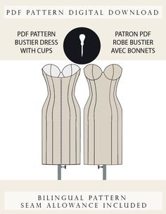 The strapless dress pattern is graded for a total of 11 sizes. This is available in two dress lengths: just above the knee and mini length. It includes 5 pieces of the bustier with B cup. All sewing allowances are included. The making steps are included. print format; Mixed for letter or A4 A0 in a print center A1 in a printing center Tutorial videos in French: Hat + info https://youtu.be/krl9HcArvjM https://youtu.be/MQ5JzM_vWpQ https://youtu.be/hQBOMlf73Uo The bustier dress pattern with cups is Bustier Dress Pattern, Strapless Dress Pattern, French Hat, B Cup, Bustier Dress, Dress Robes, Bustiers, Printing Center, Star Patterns