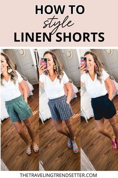 Linen shorts are a staple for the warmer months, and this guide will help you style them in ways that suit your Women's Fashion needs. From casual looks to more elevated outfits, find out how to wear Women's Shorts and Women's Bottoms that are as stylish as they are comfortable. Linen Shorts Outfit, Linen Overalls, Shorts Outfits Women, Fresh Outfits, The White Stripes, Bathing Suit Covers, Summer Linen, Bathing Suit Cover Up