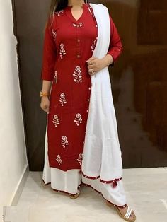 Product Code ; - 819 SKU ;- 1052 Fabric ;- Heavy Rayon Color ;- Maroon Pattern :- Embroidered Work :-Mirror Occasion :- Festive Fit :- Regular Crew Neck :- Round Neck Sleeves :- 3/4 Sleeve Packet Content :- 1 Kurti,1 Palazzo,1 Dupatta Brand :- MIDDLE CLASS DESIGN Country Of Origin :- India Multi Color Mirror Buttons For Kurti, Elegant Red Dress, Kurti With Palazzo, Kurti Sets, Organza Suits, Partywear Dresses, Embroidered Kurti, Celebrity Fashion Looks, Latest Dress Design