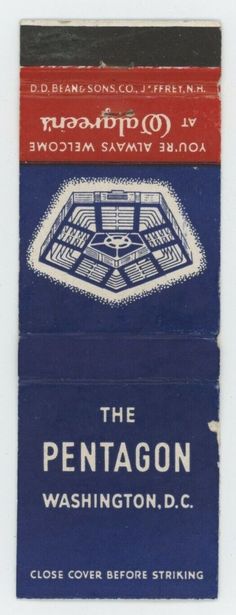 Vintage Matchbook - The Pentagon Washington, D.C. / Walgreen's - D.D. Beans | eBay The Pentagon, Free Shipping, Best Deals