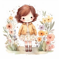 Tem uma garota que está parada na grama com flores generativas ai | imagem Premium gerada com IA Watercolor Journal, Rose Art, Bible Journal, Children Illustration, Bible Journaling, Art Girl, Cute Drawings, Bullet Journal, Tags