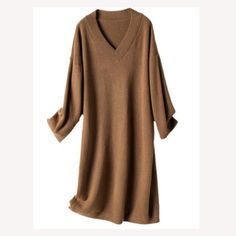 Nwt! Brand New, Never Worn V-Neck Sweater Dress Mid-Length Long Sleeves Acrylic / Cotton Measurements: One Size Shoulder 60cm, Bust 110cm, Sleeve 39cm, Length 95cm Relaxed Fit Machine Cold And Gentle Cycle, Or Hand Wash Cold Oversized V-neck Midi Dress For Daywear, Brown V-neck Midi Dress, Oversized V-neck Sweater Dress For Spring, Casual V-neck Dress For Fall, V-neck Sweater Dress For Spring, Solid Color Knee-length V-neck Dress For Fall, V-neck Midi Dress For Fall, Fall V-neck Midi Dress, Casual V-neck Midi Dress For Winter