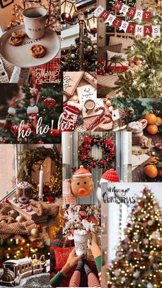 a collage of photos with christmas decorations