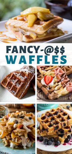 many different waffles are shown with the words fancy @ $ 5 on them