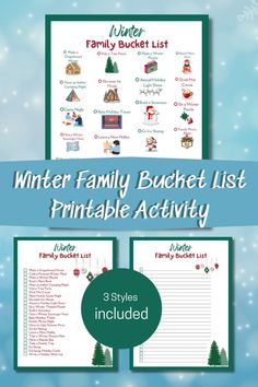 the winter family bucket list printable activity