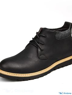 OrcaJump - Mens Comfort Combat Boots Casual British Daily Outdoor Leather Non-Slip Wear-Proof Booties/Ankle Boots Black Brown Fall Winter Casual Leather Ankle Boots For Winter, Casual Business Chelsea Boots Slip-on, Casual Slip-on Chelsea Boots For Business, Black Leather Slip-on Shoes For Winter, Black Slip-on Leather Shoes For Winter, Casual Black Martin Boots With Rubber Sole, Casual Black Boots With Leather Footbed, Casual Ankle-high Work Boots For Business, Casual Ankle-high Business Work Boots