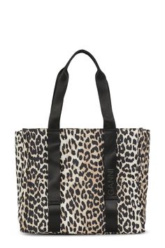 Medium Leopard Tech Tote | GANNI US Leopard Tote, Floral Bags, Dune London, Medium Tote, Black Tote, Crossbody Tote, Print Tote, Black Tote Bag, Printed Tote Bags