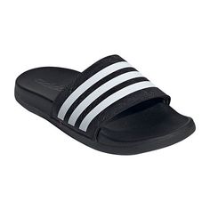 Whether for shower or the beach, these Adidas slides keep kids on the go with a quick-drying design. The bandage upper ensures a cozy fit, and the lightweight style is easy to pack up and take along. Every step stays comfortable thanks to a soft, contoured footbed.Closure Type: Slip-OnShoe Heel Height: FlatUpper/Outer Base Material: 100% SyntheticShoe Lining Material: SyntheticSole Material Content: 100% SyntheticToe Type: Open Toe, Round ToeHeel Style: Flat HeelCountry of Origin: Imported Adidas Synthetic Slides For Swimming, Adidas Slides For Swimming In Summer, Adidas Slides For Summer Swimming, Adidas Non-slip Summer Slides, Adidas Slides For Swimming, Adidas Slide Sandals For Sports, Adidas Sports Slide Sandals, Breathable Sporty Slides For Vacation, Adidas Non-slip Beach Slides